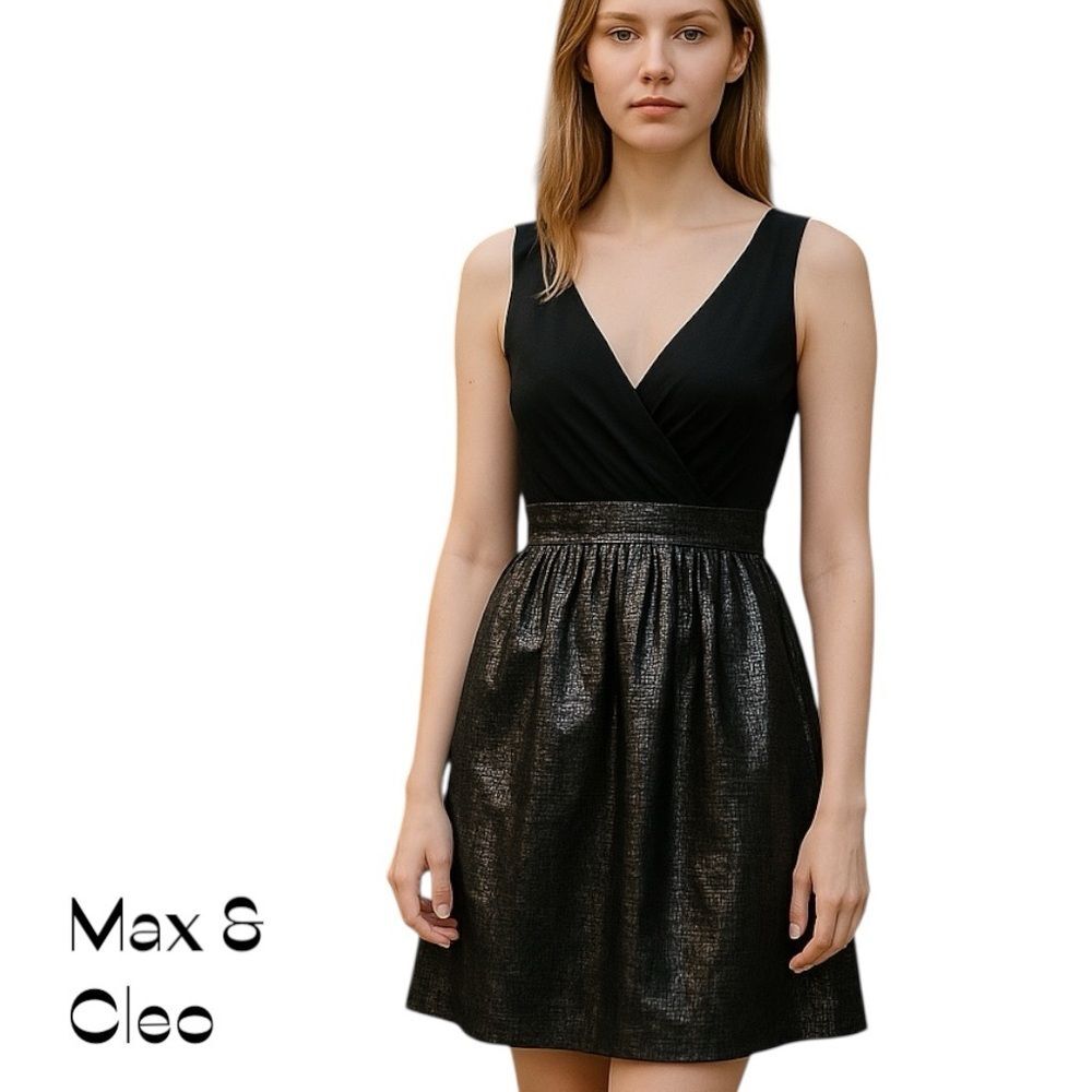 Max & Cleo Black Metallic Silver WhimsiGoth Dress NWOT Size 2 - Picture 1 of 13